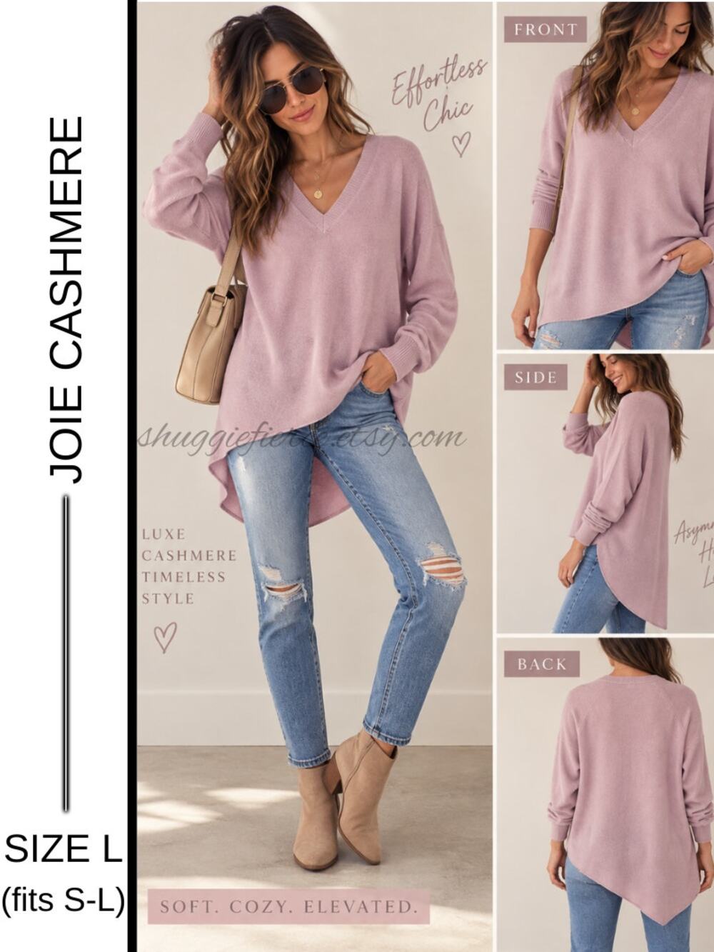 MSRP: $348  ✨ Joie 100% Cashmere Asymmetrical Tunic Sweater – Size L (fits S-L)✨